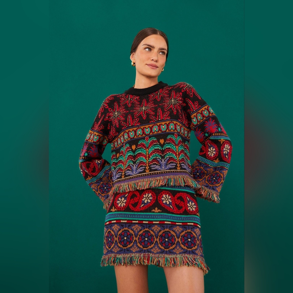 FARM Rio Midnight Sky Cropped Sweater